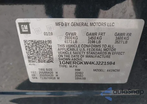 2019 Chevrolet Traverse 1Lt from USA, damaged, VIN 1GNERGKW4KJ221594